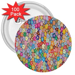 Floral Flowers 3  Buttons (100 Pack)  by artworkshop
