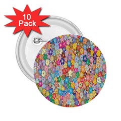 Floral Flowers 2 25  Buttons (10 Pack)  by artworkshop