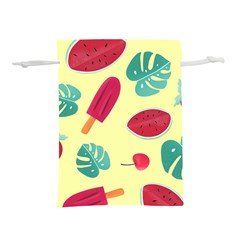 Watermelon Leaves Cherry Background Pattern Lightweight Drawstring Pouch (s) by nate14shop