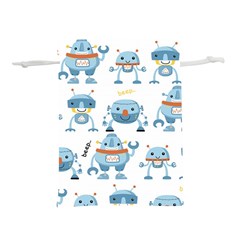 Seamless Pattern With Funny Robot Cartoon Lightweight Drawstring Pouch (s) by Jancukart