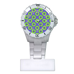 Polka-dots-green-blue Plastic Nurses Watch by nate14shop