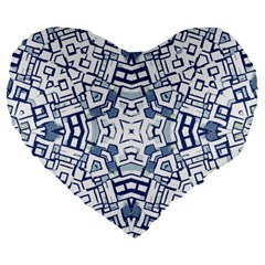 Blue-design Large 19  Premium Heart Shape Cushions by nateshop