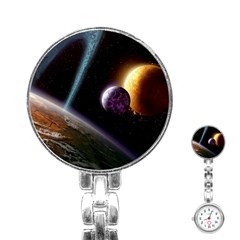 Planets In Space Stainless Steel Nurses Watch by Sapixe