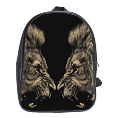 Animalsangry Male Lions Conflict School Bag (large) by Jancukart