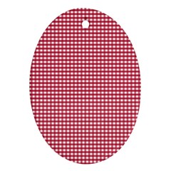 Red Gingham Check Oval Ornament (two Sides) by artworkshop