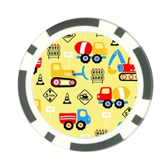 Seamless Pattern Vector Industrial Vehicle Cartoon Poker Chip Card Guard by Jancukart
