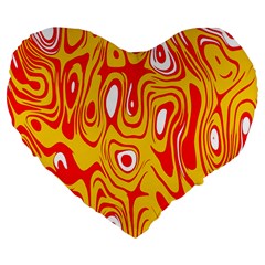Red-yellow Large 19  Premium Flano Heart Shape Cushions by nateshop