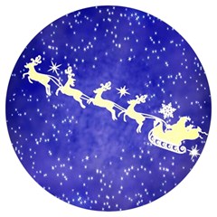 Santa-claus-with-reindeer Round Trivet by nateshop