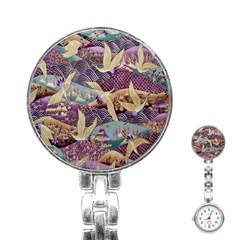 Textile Fabric Pattern Stainless Steel Nurses Watch by nateshop