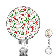 Christmas-seamless-green  Stainless Steel Nurses Watch by nateshop