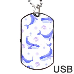Whale Fish Sea Pattern Mammal Ocean Dog Tag Usb Flash (two Sides) by Ravend