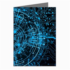 Network Circuit Board Trace Greeting Cards (pkg Of 8) by Ravend