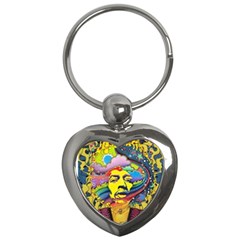Psychedelic Rock Jimi Hendrix Key Chain (heart) by Jancukart