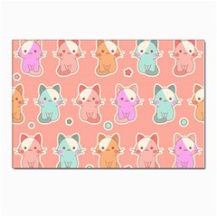 Cute-kawaii-kittens-seamless-pattern Postcard 4 x 6  (pkg Of 10) by Jancukart