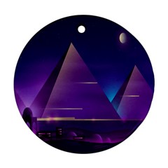 Egyptian-pyramids-night-landscape-cartoon Round Ornament (two Sides) by Jancukart