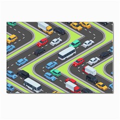 Urban Cars Seamless Texture Isometric Roads Car Traffic Seamless Pattern With Transport City Vector Postcard 4 x 6  (pkg Of 10) by Wegoenart