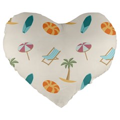 Cool Summer Pattern - Beach Time!   Large 19  Premium Heart Shape Cushions by ConteMonfrey