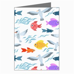 Animal Fish Bird Animals Ocean Pattern Greeting Card by Jancukart