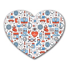 Medical Icons Square Seamless Pattern Heart Mousepad by Jancukart