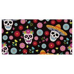 Day Dead Skull With Floral Ornament Flower Seamless Pattern Banner And Sign 8  X 4  by Pakemis