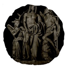 Catholic Motif Sculpture Over Black Large 18  Premium Round Cushions by dflcprintsclothing
