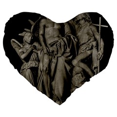 Catholic Motif Sculpture Over Black Large 19  Premium Heart Shape Cushions by dflcprintsclothing