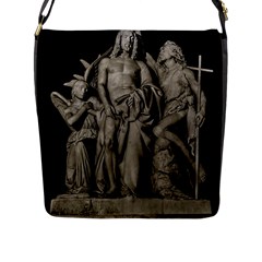 Catholic Motif Sculpture Over Black Flap Closure Messenger Bag (l) by dflcprintsclothing