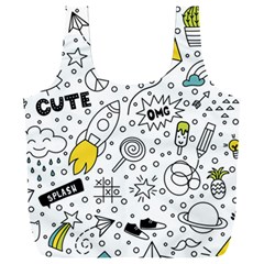 Set Cute Colorful Doodle Hand Drawing Full Print Recycle Bag (xxl) by Pakemis