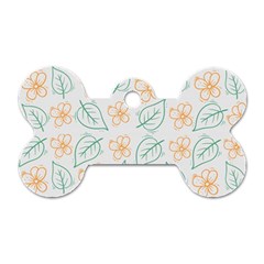 Hand-drawn-cute-flowers-with-leaves-pattern Dog Tag Bone (one Side) by Pakemis