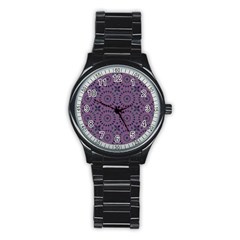 Kaleidoscope Scottish Violet Stainless Steel Round Watch by Mazipoodles