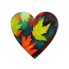 Leaves Foliage Autumn Nature Forest Fall Heart Magnet by Uceng