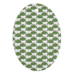 Funny Frog Cartoon Drawing Motif Pattern Ornament (oval) by dflcprintsclothing