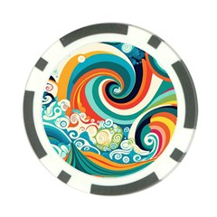 Wave Waves Ocean Sea Abstract Whimsical Poker Chip Card Guard by Jancukart