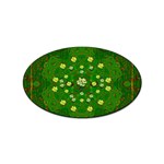 Lotus Bloom In Gold And A Green Peaceful Surrounding Environment Sticker Oval (10 pack) Front