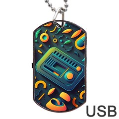 Abstract Pattern Background Dog Tag Usb Flash (two Sides) by Ravend