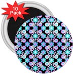 Bitesize Flowers Pearls And Donuts Bubblegum Blue Purple White 3  Magnets (10 pack)  Front