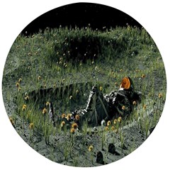 Astronaut Lying In Flowers Fantasy Wooden Bottle Opener (round) by artworkshop