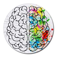 Brain-mind-psychology-idea-drawing Round Mousepad by Jancukart