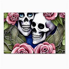 Skulls And Flowers Postcard 4 x 6  (pkg Of 10) by GardenOfOphir