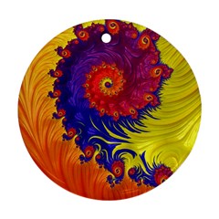 Fractal Spiral Bright Colors Ornament (round) by Ravend
