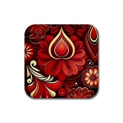 Bohemian Flower Drop Rubber Coaster (square) by HWDesign