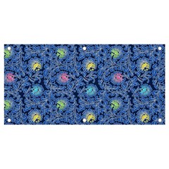 Floral Asia Seamless Pattern Blue Banner And Sign 4  X 2  by Pakemis