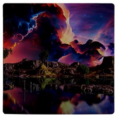 Lake Galaxy Stars Science Fiction Uv Print Square Tile Coaster  by Uceng
