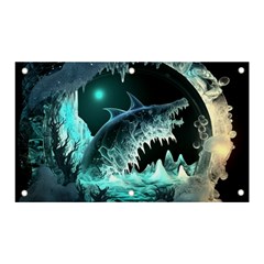 Sculpture Dinosaur Shark Frozen Winter Fantasy Banner And Sign 5  X 3  by Ravend