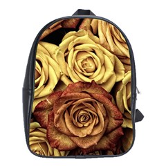 Flowers Roses Plant Bloom Blossom School Bag (xl) by Ravend