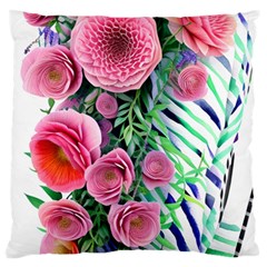 Adorned Watercolor Flowers Standard Premium Plush Fleece Cushion Case (one Side) by GardenOfOphir