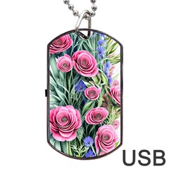 Attention-getting Watercolor Flowers Dog Tag Usb Flash (two Sides) by GardenOfOphir