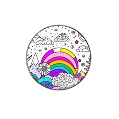 Rainbow Fun Cute Minimal Doodle Drawing Art Hat Clip Ball Marker (4 Pack) by Ravend