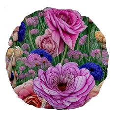 Broken And Budding Watercolor Flowers Large 18  Premium Round Cushions by GardenOfOphir