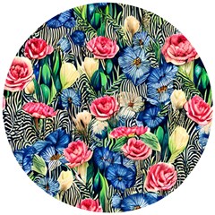 Exquisite Watercolor Flowers Wooden Puzzle Round by GardenOfOphir